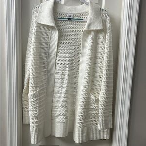 CAbi Women's White Open Knit Cardigan